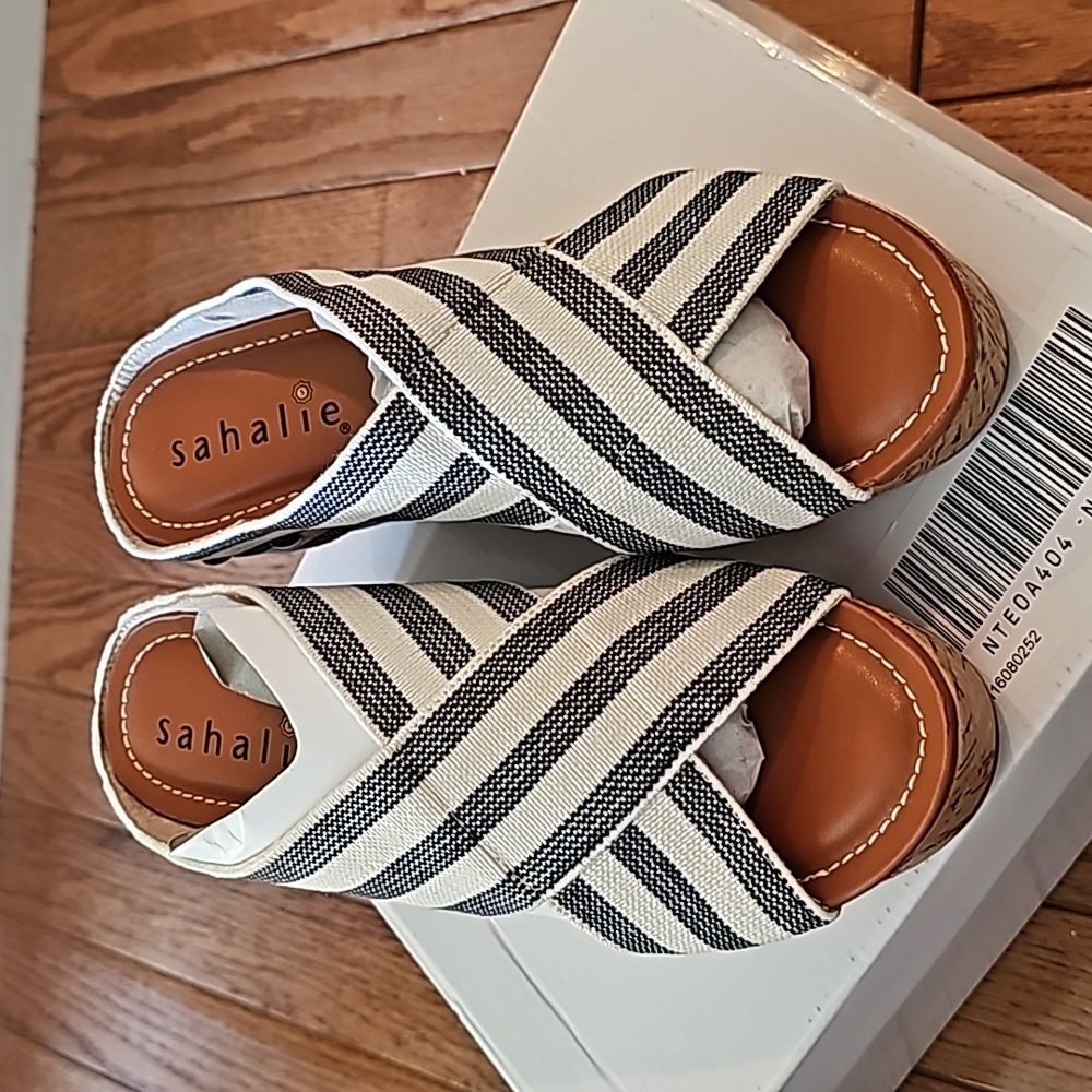 Sahalie Navy size 7 M Wedge Heel Sandals - New in Box - Picture 5 of 10